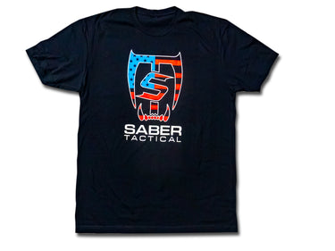Saber Tactical American Flag/Black Short-sleeve T-Shirt